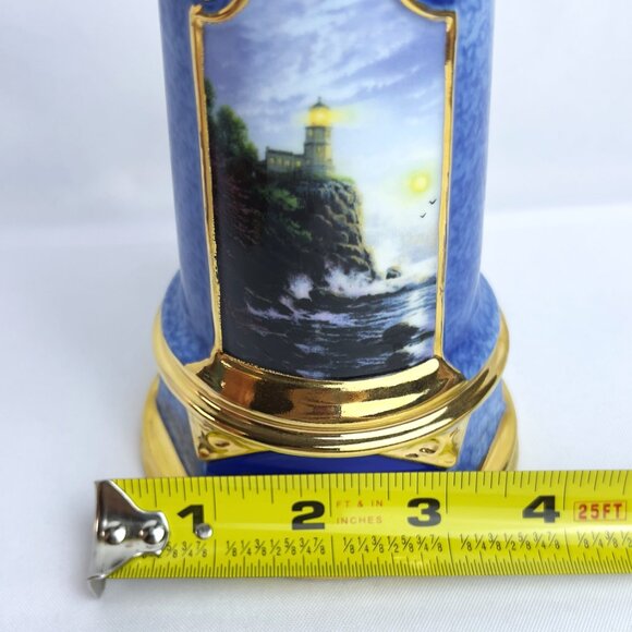 Thomas Kinkade "Light of Peace" Blue Lighthouse 2004 Illuminated Coastal Décor - Picture 11 of 11